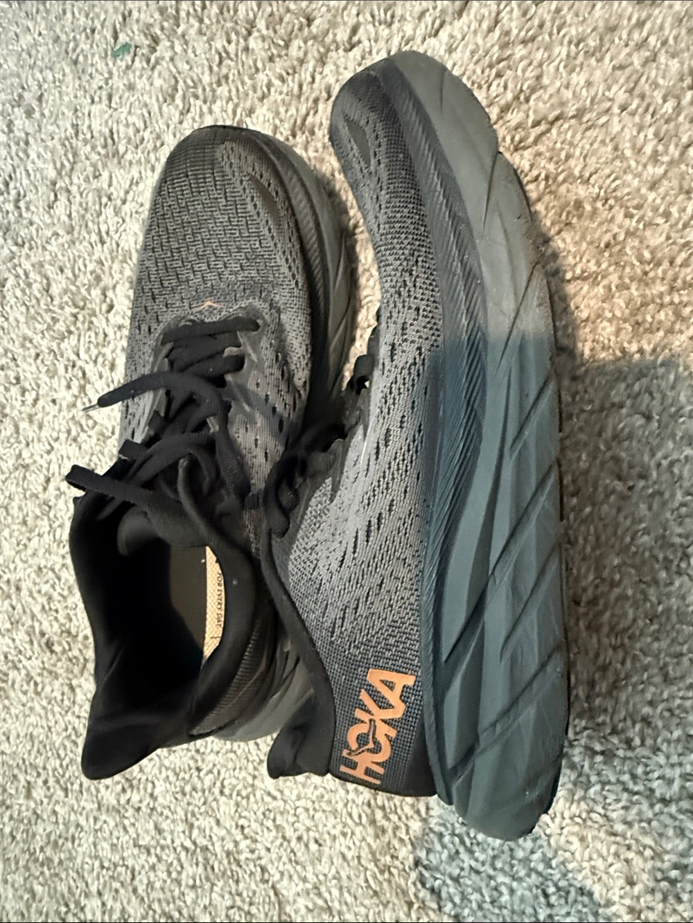 Hoka Gray Running Shoes with Orange Logo